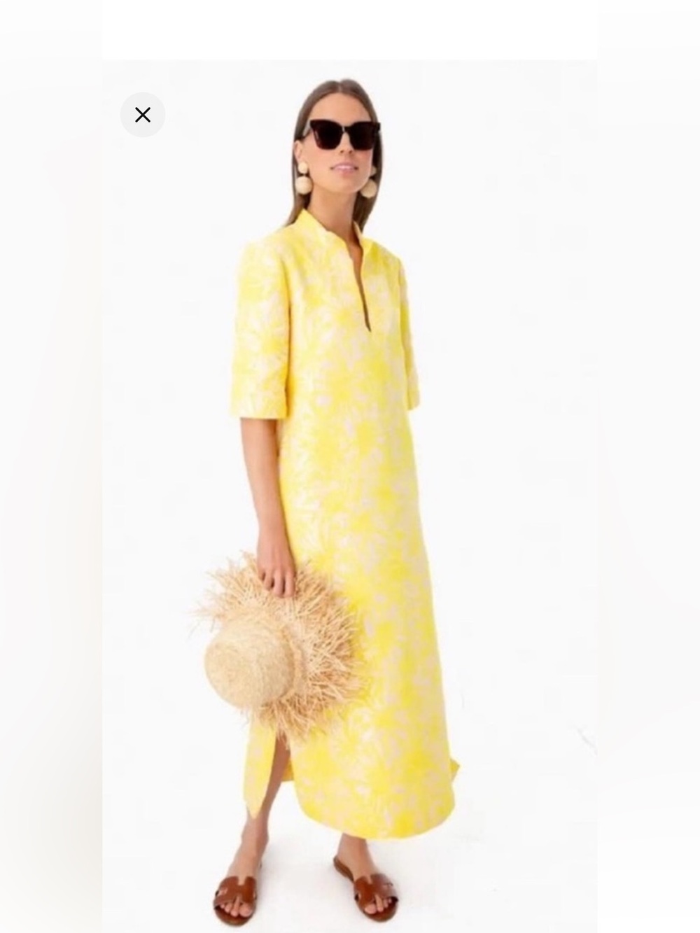 Tuckernuck Yellow Floral Midi Shift Dress